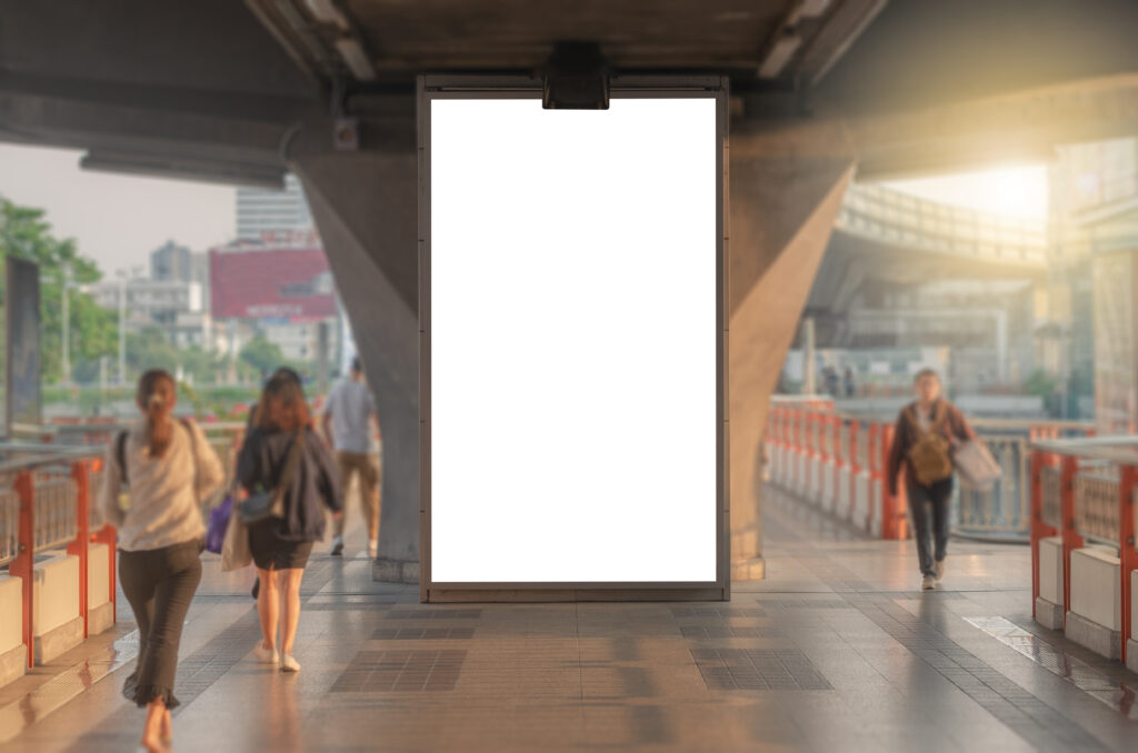 blank outdoor led screen on a station