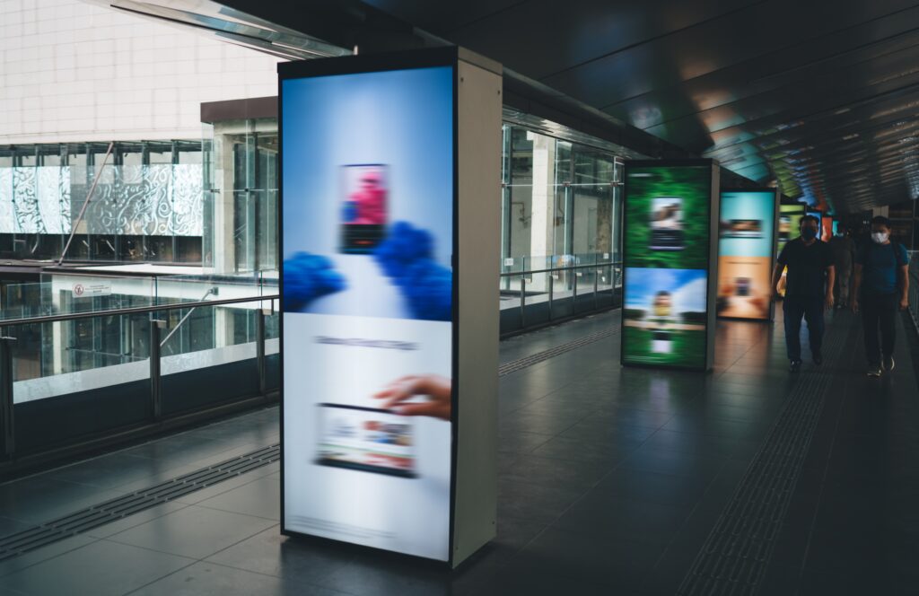 led display in a hallway