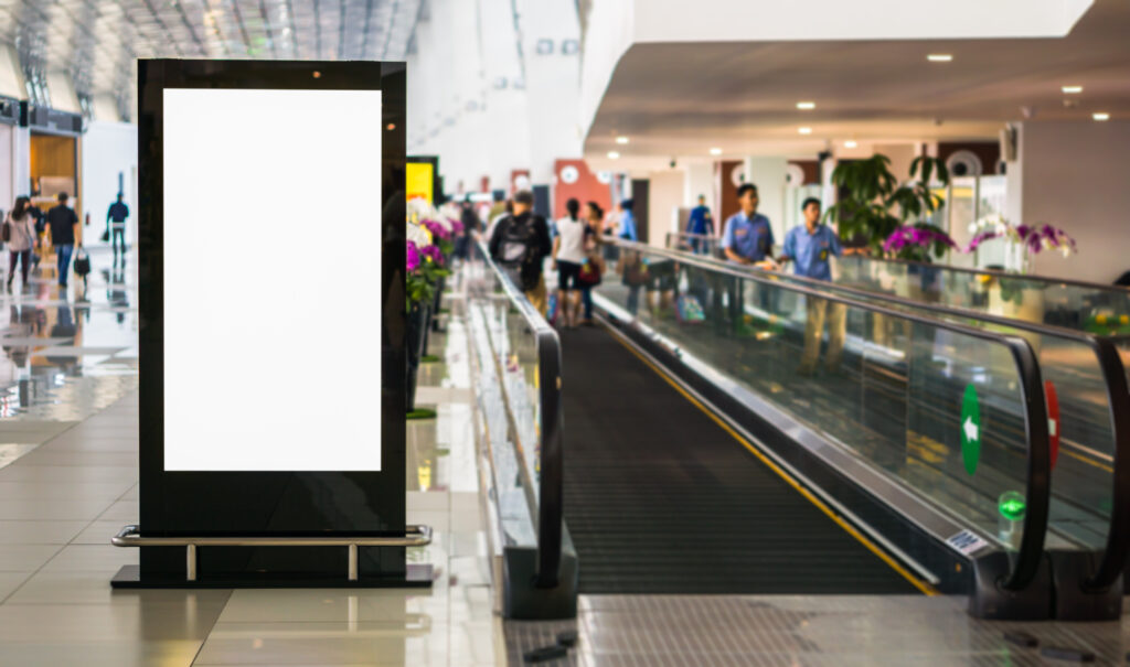 an led screen on an airport